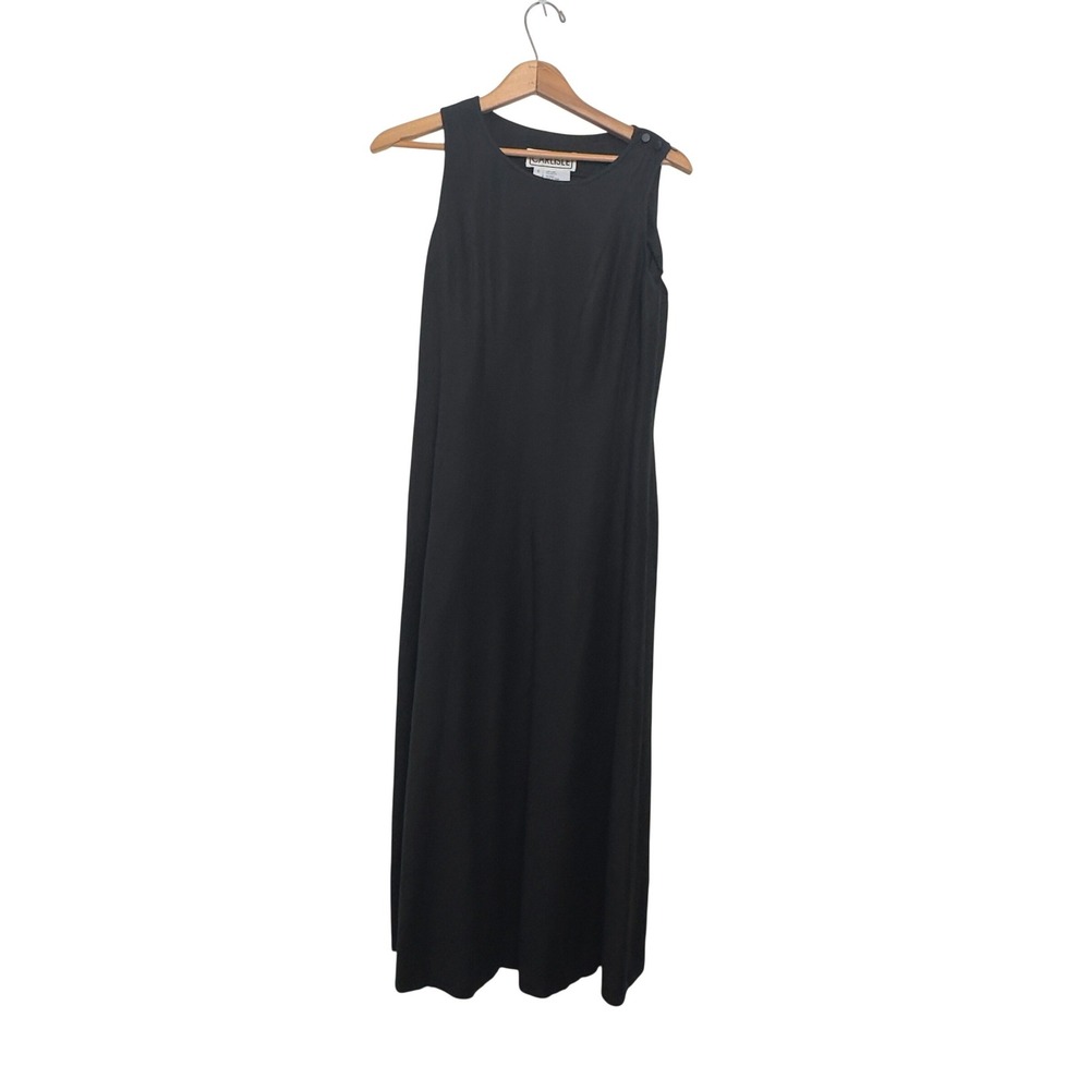 Vintage 90's Carlisle Maxi Dress Black Linen Blend - size 6